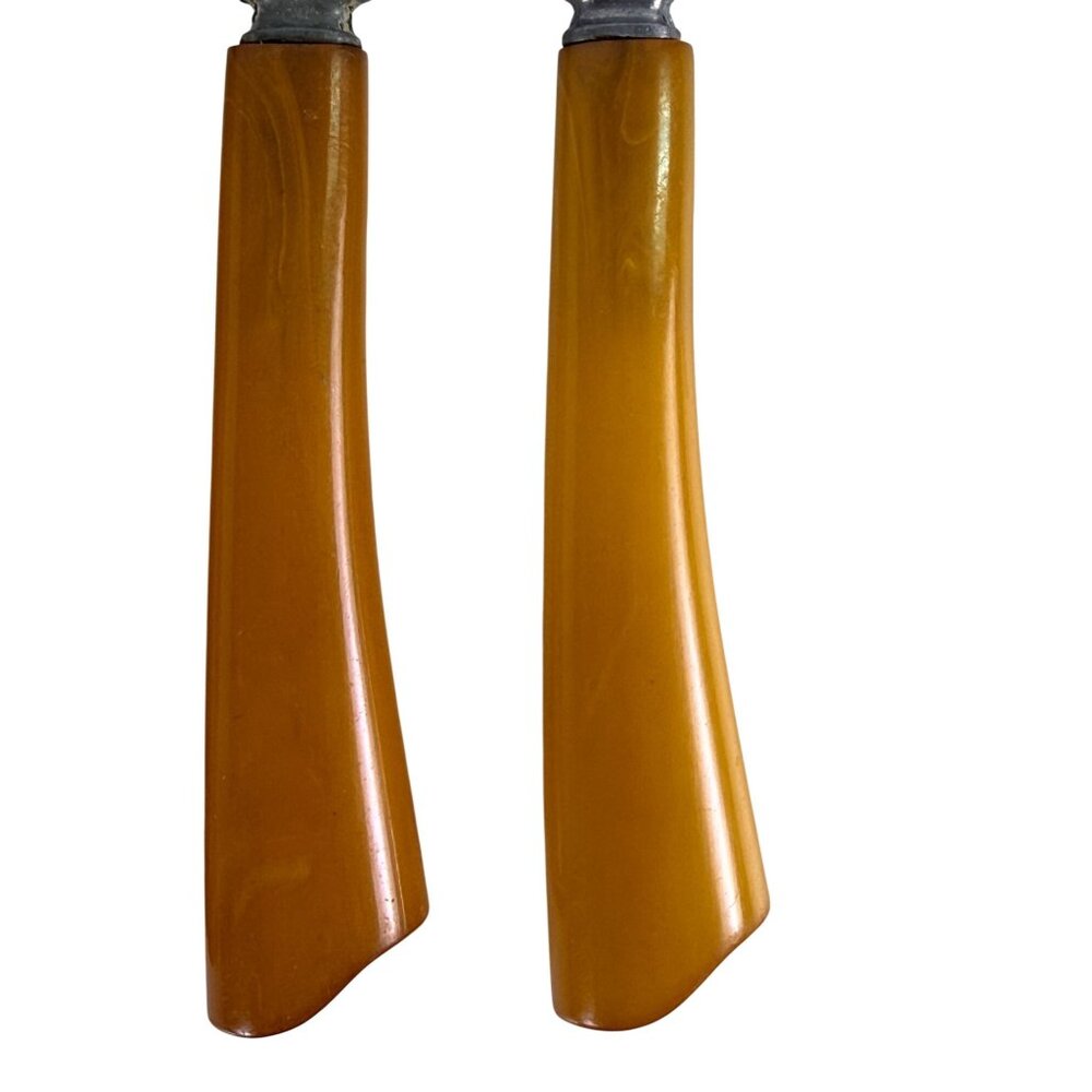 Vintage Valley Forge & Washington Butterscotch Bakelite Handle Stainless Knives - Picture 4 of 7